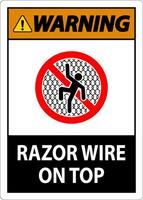 Symbol Warning Sign Razor Wire on Top vector