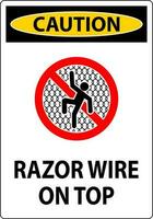 Symbol Caution Sign Razor Wire on Top vector