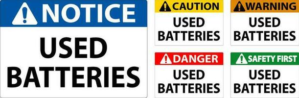 Caution Sign Used Batteries On White Background vector