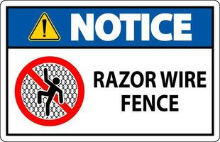 Notice Sign Razor Wire Fence On White Background vector