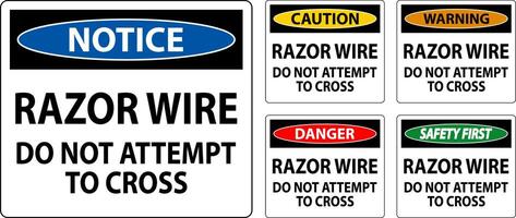 Danger Sign Razor Wire, Do Not Attempt To Cross vector