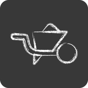Icon Wheelbarrow. suitable for building symbol. chalk Style. simple design editable. design template vector