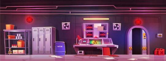 Cartoon bunker with radiation hazard warning vector