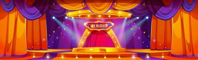 Circus cartoon stage with ring vector background