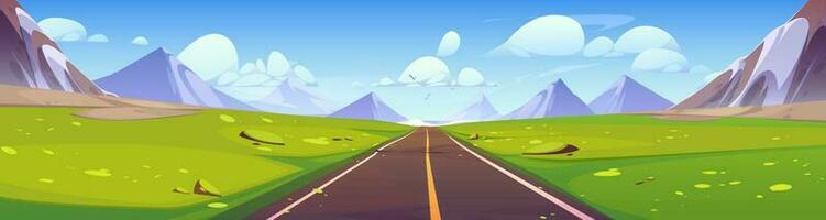 Road and mountain view landscape cartoon vector