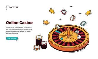 Online casino isometric landing page, web banner vector