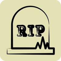 Icon Grave. suitable for Halloween symbol. hand drawn style. simple design editable. design template vector