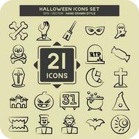 Icon Set Halloween. suitable for Halloween symbol. hand drawn style. simple design editable vector