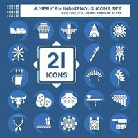 Icon Set American Indigenous. related to Education symbol. long shadow style. simple design editable vector