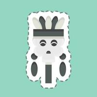 Sticker line cut Skull. related to American Indigenous symbol. simple design editable vector