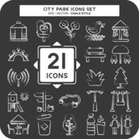 icono conjunto ciudad parque. adecuado para edificio símbolo. tiza estilo. sencillo diseño editable vector