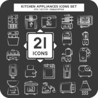 icono conjunto cocina accesorios. adecuado para cocina conjuntos símbolo. tiza estilo. sencillo diseño editable vector