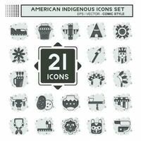 Icon Set American Indigenous. related to Education symbol. comic style. simple design editable vector