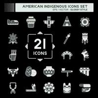 icono conjunto americano indígena. relacionado a educación símbolo. lustroso estilo. sencillo diseño editable vector