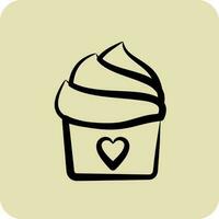 Icon Cupcake. suitable for Bakery symbol. hand drawn style. simple design editable. design template vector