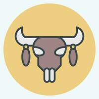 Icon Skull 2. related to American Indigenous symbol. color mate style. simple design editable vector