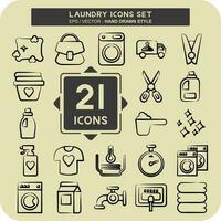 Icon Set Laundry. related to Laundry symbol. hand drawn style. simple design editable. simple illustration vector