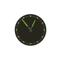 Round black dial with and hands. Vector illustration