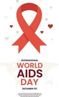 flat cute design vector world AIDS HIV day 1 december