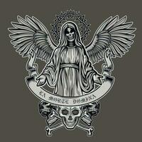 Holy Death, skeleton, grunge vintage design t shirts vector