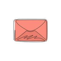 Single one line drawing closed mail envelope icon. Not read incoming message. Decoration for greeting cards, posters, prints for clothes. Modern continuous line draw design graphic vector illustration