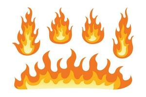 set of gradient fire flames vector illustration