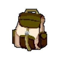 backpack bag camp game pixel art vector illustration