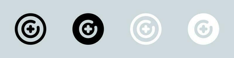 Target icon set in black and white. Goal signs vector illustration.