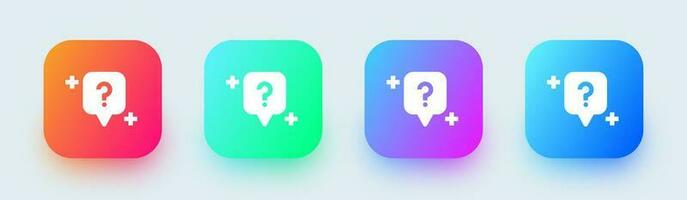 Question solid icon in square gradient colors. Help signs vector illustration.