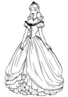 Princes coloring page black and white vector