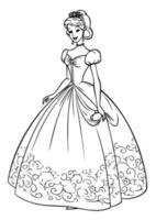 Princes coloring page black and white vector