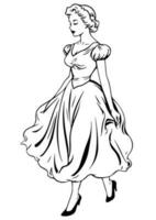 Princes coloring page black and white vector