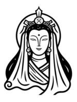 vector icono de Guanyin bodhisattva asiático deidad