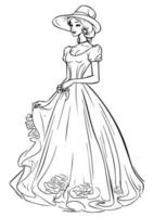 Princes coloring page black and white vector