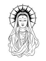 vector icono de Guanyin bodhisattva asiático deidad