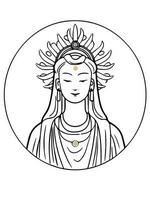 Vector icon of Guanyin bodhisattva Asian deity