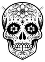 Hispanic heritage sugar skull marigold Festive dia de los muertos vector icon