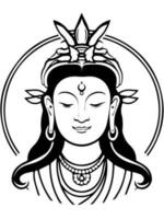 Vector icon of Guanyin bodhisattva Asian deity