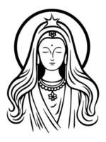 vector icono de Guanyin bodhisattva asiático deidad