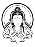 Vector icon of Guanyin bodhisattva Asian deity