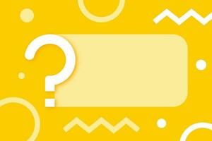 Question mark copy space background. Yellow quiz banner templae. vector