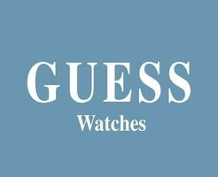 Guess Watches Brand Logo Symbol White Design Clothes Fashion Vector Illustration With Blue Background