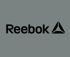 reebok marca logo con nombre negro símbolo ropa diseño icono resumen vector ilustración con gris antecedentes