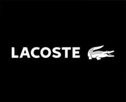 Lacoste Logo Brand Clothes Symbol White Design Fashion Vector Illustration With Black Background