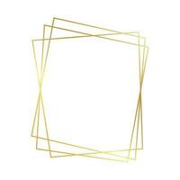 Gold geometric polygonal frame with shining effects isolated on white background. Empty glowing art deco backdrop. Vector illustration.