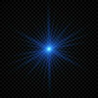 Light effect of lens flares. Blue glowing lights starburst effects with sparkles vector