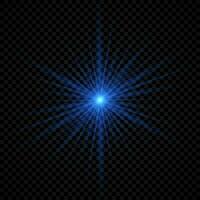 Light effect of lens flares. Blue glowing lights starburst effects with sparkles vector