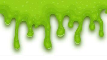 Green dripping liquid slime on white background. Vector illustration