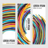 Set of abstract vertical header banners with curved lines and place for text. Colorful backgrounds for web design. Vector illustration