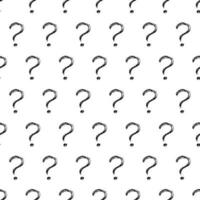 Seamless pattern with hand drawn question mark symbol. Black sketch question mark symbol on white background. Vector illustration